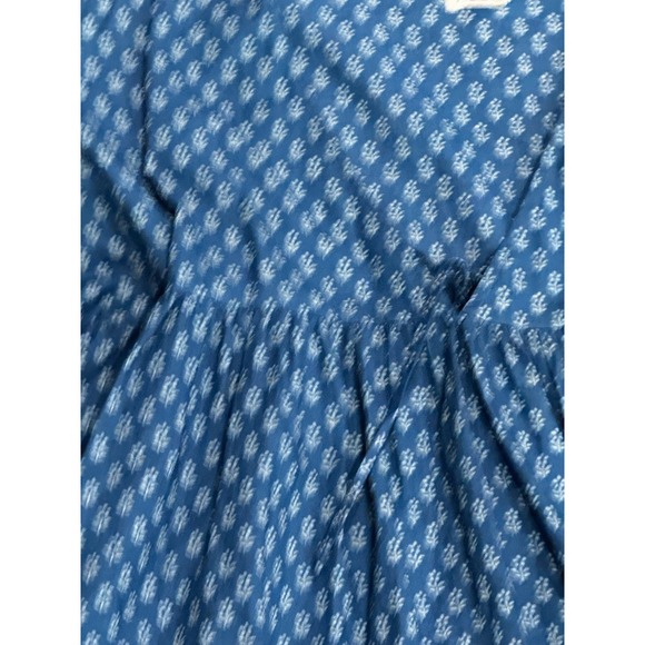 Faherty Lyla Top L Blue Floral 100% Organic Cotton Peplum V-Neck Blouse New - Picture 5 of 7